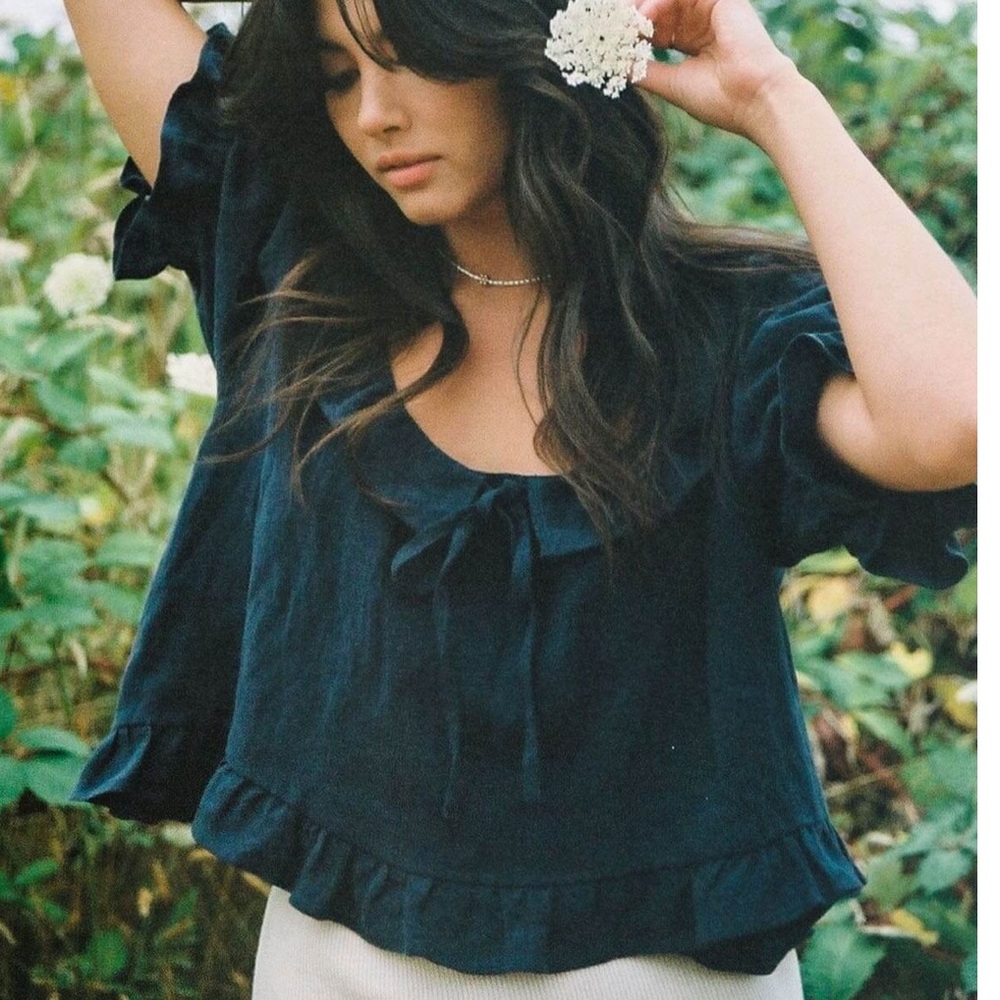 Blue linen top